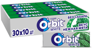 [МСК] Жевательная резинка Orbit White Нежная мята без сахара, 13.6 г, 30 шт.