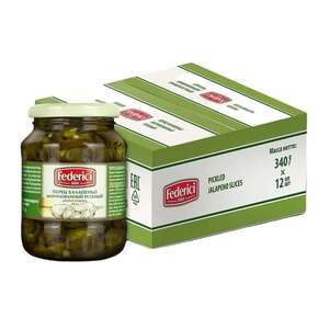 Перец Federici Халапеньо маринованный резаный, 12x370 мл (повышенный возврат бонусами)