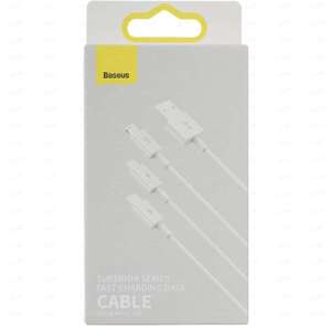 Кабель круглый Baseus Lightning 8-pin, micro USB, USB Type-C - USB 2.0 Type-A белый 1.5 м