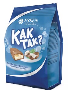 Конфеты вафельные с карамелью и кокосом "КАК ТАК?", 210 г (цена с WB кошельком) 