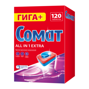 Таблетки для посудомоечных машин Сомат All in 1 Extra R'23 120 шт.