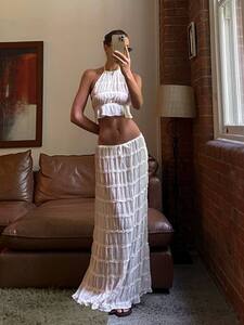 Костюм двойка летний пляжный с юбкой и топом