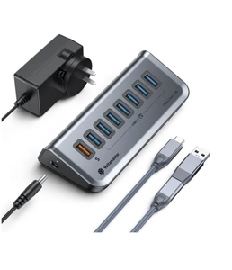 USB разветвитель хаб USB HUB Yottamaster GA1 хаб USB 3.2 Gen1, с 7USB A и 1Быстрая зарядка USB до 18 Вт, для ноутбук, ПК, Xbox, PS5 и многое другое