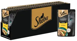 Влажный корм для кошек SHEBA Нежный паштет в желе, с курицей, 28 шт по 75 г (с Озон картой)