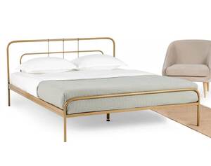 Кровать Модена 1800*2000, металл, ламелями берёза, цвет золото в Forvardmebel