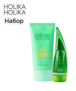 Набор Holika Holika: солнцезащитный крем SPF 50+, 70 мл, и гель Aloe 99% Soothing, 55 мл (с Озон картой)
