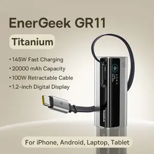 Внешний аккумулятор Baseus EnerGeek GR11 со встроенным кабелем, 100 Вт, 20000 мАч (зарядка до 3 устройств одновременно)