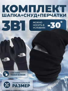 Комплект 3 в 1: шапка, снуд, перчатки