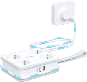 Сетевой фильтр NTONPOWER, 4 розетки, 2 USB-A и 1 USB-C, 1.6 м (из-за рубежа, по карте Ozon)