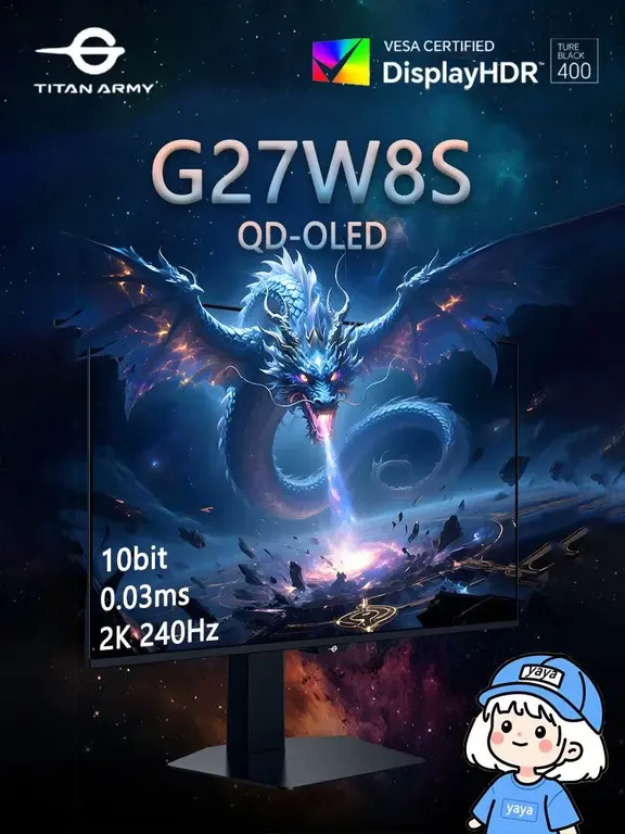 Titan Army 26.5" Монитор G27W8S 2K 240Hz 0.03ms QD-OLED 10bit HDR400 True Black, черный (c Ozon-картой)