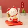 Манэки-нэко денежный кот, машет лапкой, на солнечной батарее, 7 х 6,5 х 7.5 см (с Озон картой, из-за рубежа)