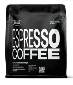 Кофе для эспрессо Бразилия Серрадо Tasty Coffee, в зёрнах, 250 г