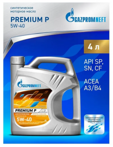 Масло моторное Gazpromneft Premium P 5W-40, Синтетическое, 4 л (с картой OZON)