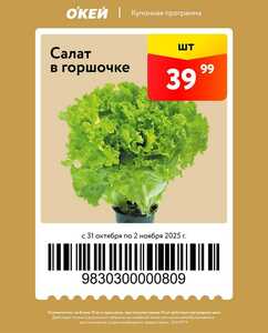 Купоны О'КЕЙ 31.10-02.11 (например, салат листовой в горшочке)