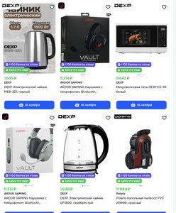 1100 баллов за отзыв при покупке товаров DEXP в магазине Ef1m_en