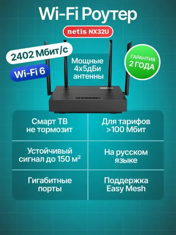 Роутер Netis NX32U (с макс. кошельком и подпиской ВБ)