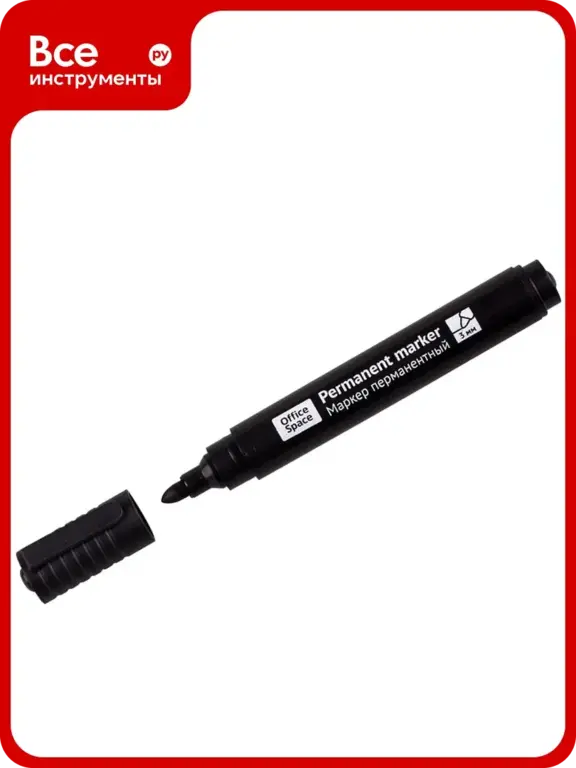 Перманентный маркер OfficeSpace 8004А черный, пулевидный, 3мм 265705