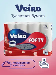 Бумага туалетная Veiro Softy 12 рулонов