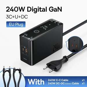 Сетевое зарядное устройство Baseus CCGAN240CE Digital GaN Intelligent Desktop Fast Charger 240W 3C+U+DC