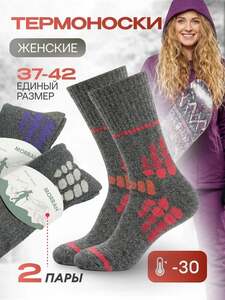 Термоноски База, 2 пары, единый размер 37-42 (с картой OZON)