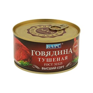 Говядина тушеная Барс, высший сорт, ГОСТ, 325 г (с картой OZON)