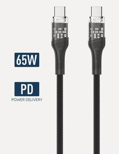 Кабель зарядки OLMIO GLASS Type-C-Type-C, медный, тканевая оплётка, чёрный