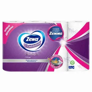 Бумажные полотенца Zewa Premium Decor, 4 рулона (с картой OZON)