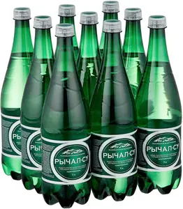 Минеральная лечебно-столовая вода Рычал-Су газированная, ПЭТ, 9 шт. по 1 л
