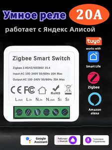 Умное реле Zigbee 20A, 2 шт. (185₽/шт., из-за рубежа, с озон картой)